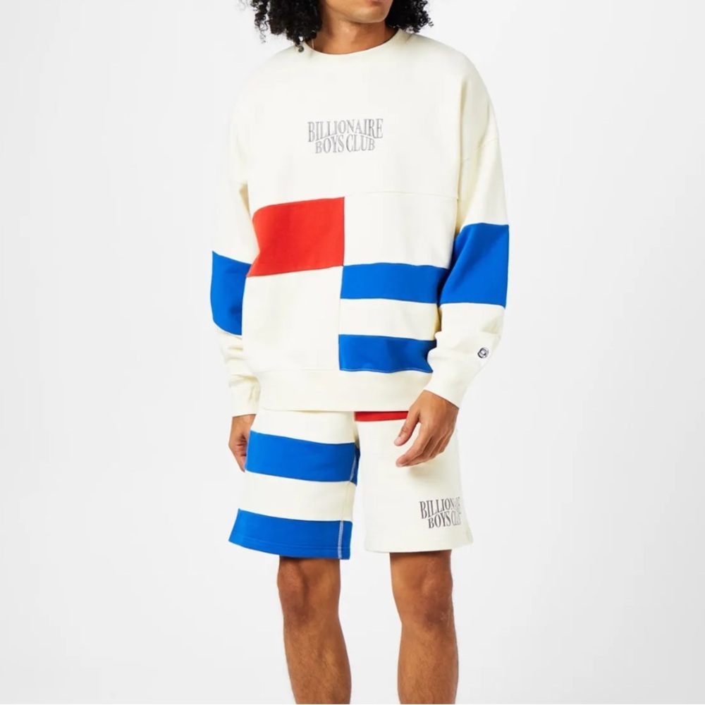 Billionaire Boys Club Cream Shorts with Red and Blue Accents